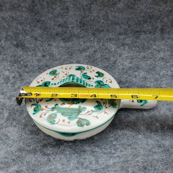 VTG Italian Pottery Hand Painted Casserole Dish W/ Lid Rooster Floral Design - Picture 7 of 7